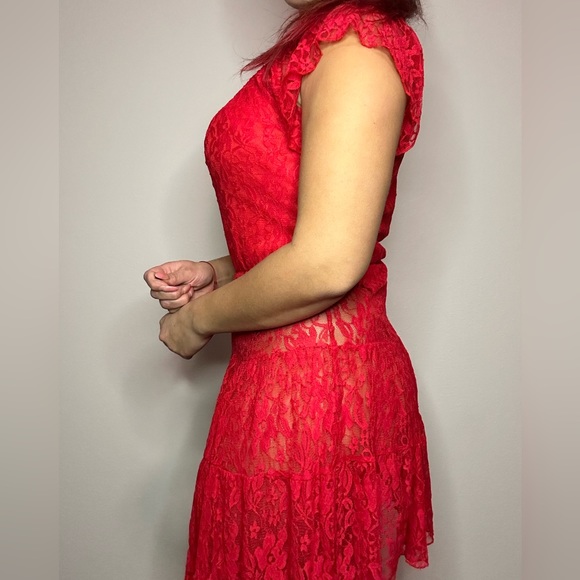 Red Western Lace Dress - Picture 1 of 7